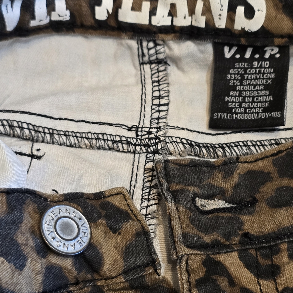 VIP Women Straight Leg Pants Brown Leopard Print